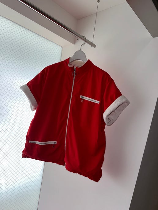 1970 VINTAGE / PILE LINER BEACH SHIRT IN RED