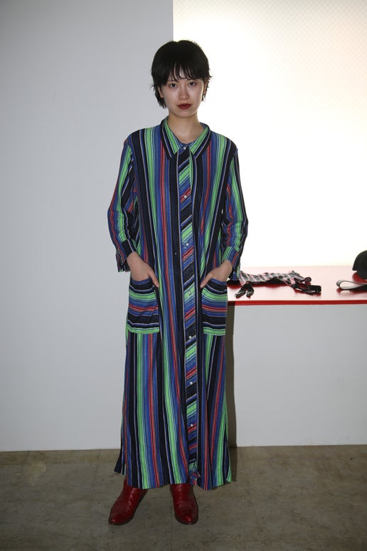 1990 VINTAGE / MULTI STRIPE PILE DRESS
